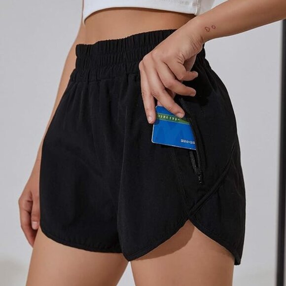 BMJL Women's Running Shorts Elastic High Waisted with Pockets